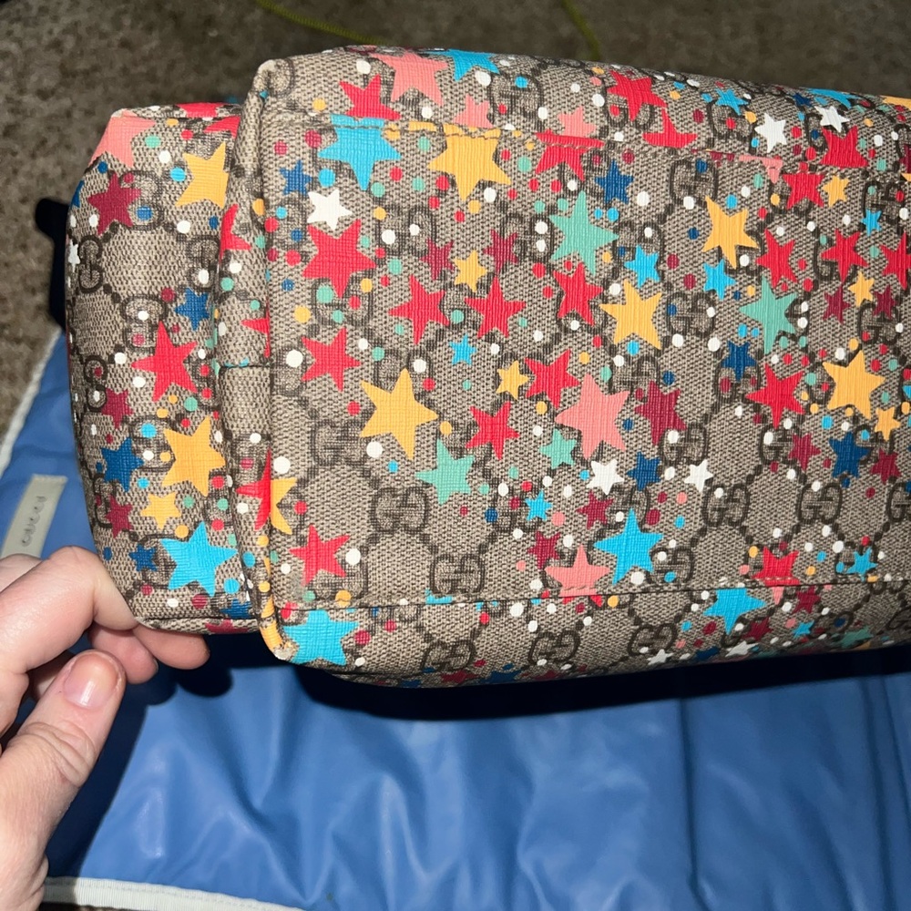 Authentic Gucci Star Patterned Canvas Diaper Bag - image 6